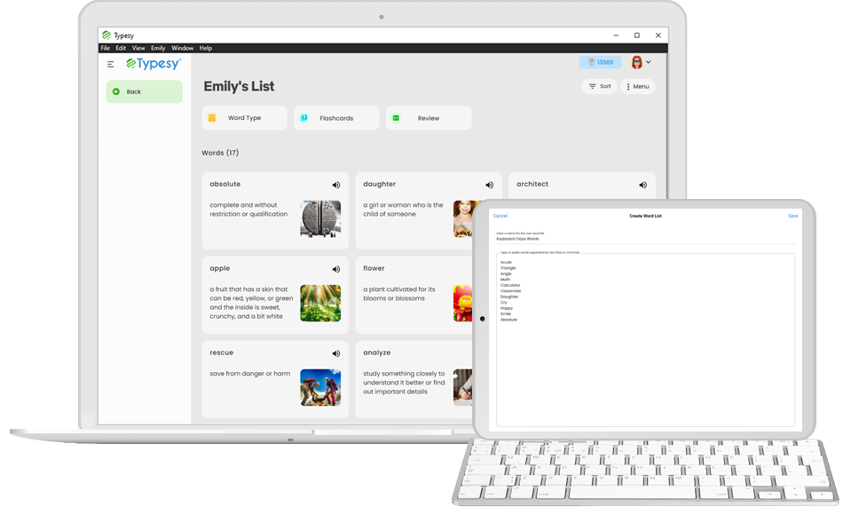 Create and teach your own custom word lists with Typesy