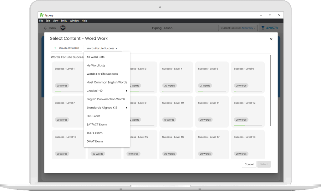 Spelling List Support
